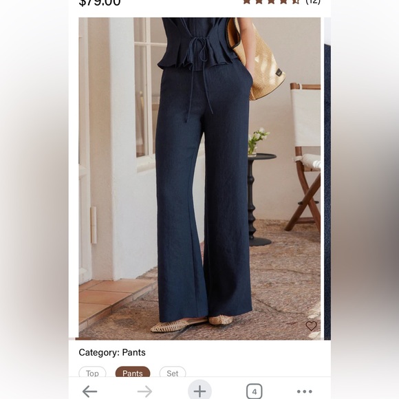 Unworn OGL European Linen Mid Rise Flared Pant with Pockets, Dress Pants, Size L - Picture 2 of 13